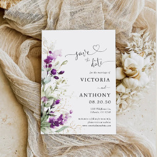 Lila Grünlavender speichert die Datumskarten Einladung