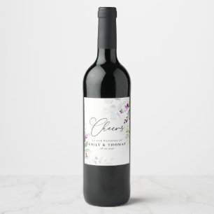 Lila Grünpflanze Lavendel Wedding Wine Label Weinetikett