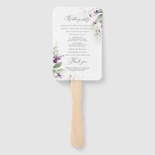 Lila Grünpflanzen Lavender Hochzeitsprogramm Hand Fächer
