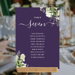 Lila Grünpflanzen Sitzplan Tischnummer<br><div class="desc">Diese eleganten lila botanischen Blätter im Grünen können Hochzeitsfeiern personalisiert werden mit dem Sitzplan Set Ihrer Gäste in schicken Typografie. Die Karten werden auf der Vorder- und Rückseite gedruckt (doppelseitig). Entwickelt von Thisisnotme©</div>
