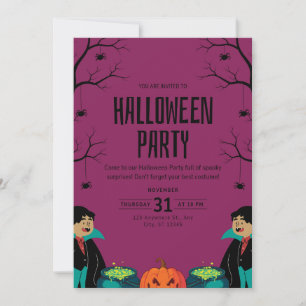 Lila gruselige Halloween-Party-Einladung Einladung