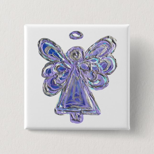 Lila Guardian Angel Custom Holiday Button Button (Vorderseite)