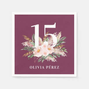 Lila gürmische Pampelgras, modern Geburtstag Serviette