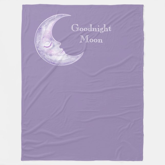 Lila Gute Nacht Mond Fleecedecke (Vorderseite)