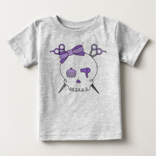 Lila Haar-zusätzlicher Schädel - Scissor gekreuz Baby T-shirt