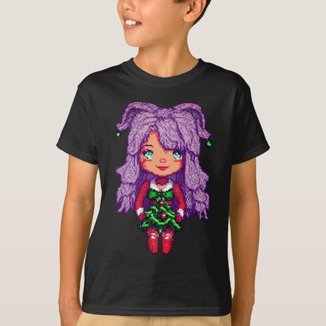 Lila Haarmädchen T-Shirt (Vorderseite)