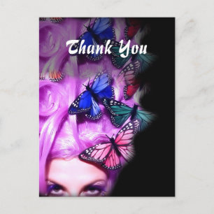 Lila Hair Butterfly Lady Danke Postcards Postkarte