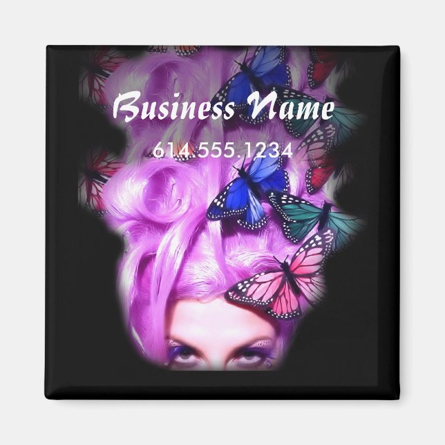 Lila Hair Butterfly Lady Magnet (Vorne)