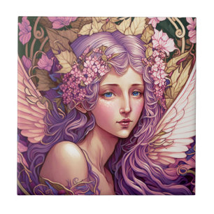 Lila Hair Fairy Angel Fantasy Kunst, Dichtung und  Fliese