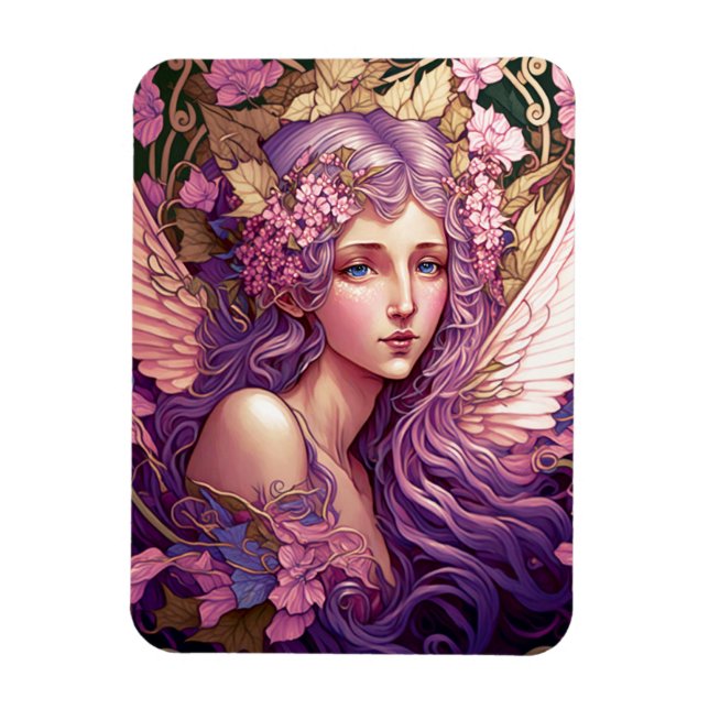 Lila Hair Fairy Angel Fantasy Kunst, Dichtung und  Magnet (Vertikal)