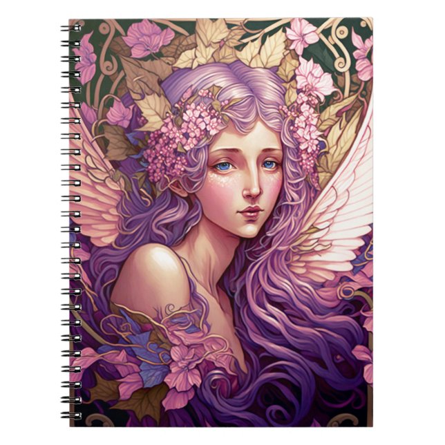 Lila Hair Fairy Angel Fantasy Kunst, Dichtung und  Notizblock (Vorderseite)