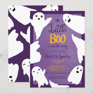 Lila Halloween-Babydusche Einladung