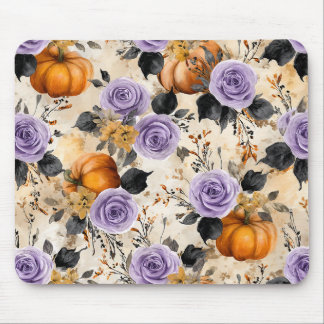 LILA HALLOWEEN BLUMEN & ORANGE KÜRBISSE MOUSEPAD