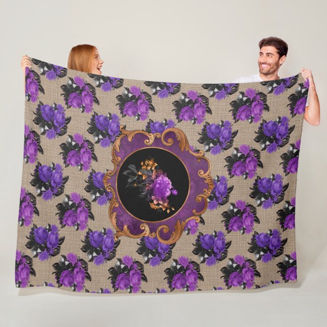 LILA HALLOWEEN BLUMENBOUQUETEN FLEECEDECKE (Beispiel)