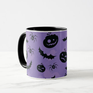 Lila Halloween-Fledermäuse-Spinnen-Tasse Tasse