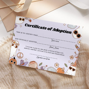 Lila Halloween-Geist-Adoption-Zertifikat
