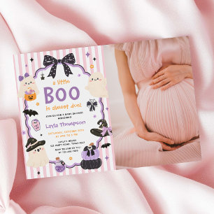 Lila Halloween-Geist Mädchen Baby Shower Foto Einladung
