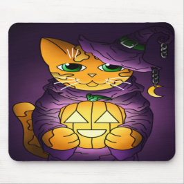 Lila Halloween Hexenkatze Mousepad