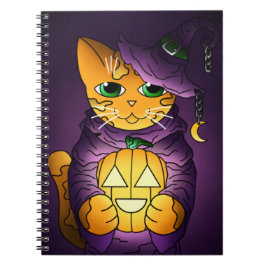 Lila Halloween Hexenkatze Notizblock