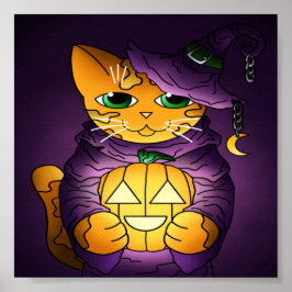 Lila Halloween Hexenkatze Poster