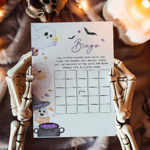 Lila Halloween Little Boo Baby Shower Bingo Spiel