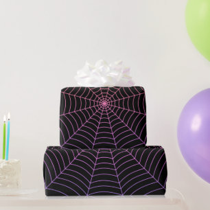 Lila Halloween-Muster aus Spinnennetz Geschenkpapier