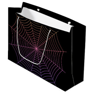 Lila Halloween-Muster aus Spinnennetz Große Geschenktüte