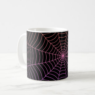 Lila Halloween-Muster aus Spinnennetz Kaffeetasse