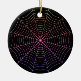Lila Halloween-Muster aus Spinnennetz Keramik Ornament