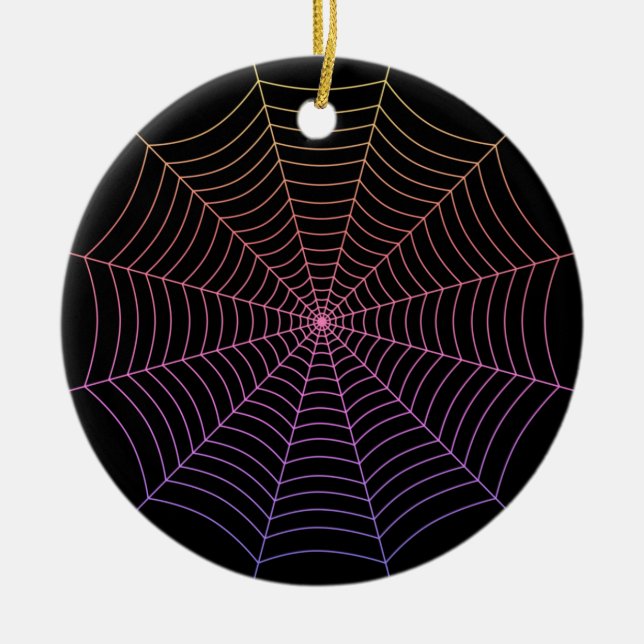 Lila Halloween-Muster aus Spinnennetz Keramik Ornament (Vorne)