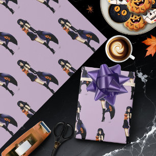 Lila Halloween-Niedlich-Hexe Geschenkpapier