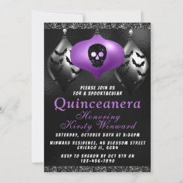 Lila Halloween-Ornamente Quinceanera Einladung