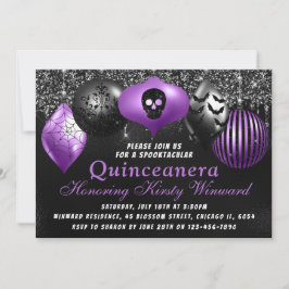 Lila Halloween-Ornamente Quinceanera Einladung