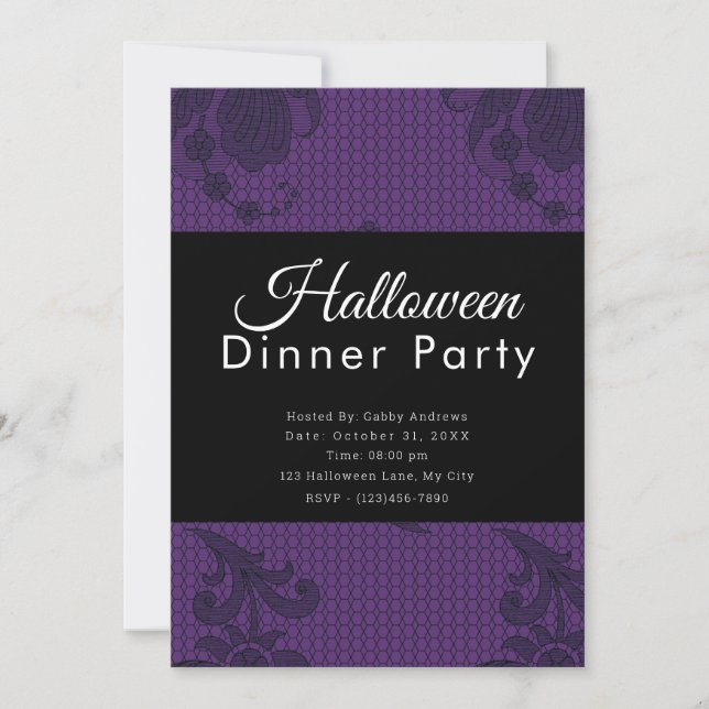 Lila Halloween-Party Einladung (Vorderseite)