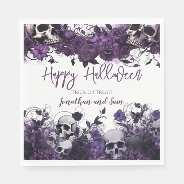 Lila Halloween-Party Serviette (Vorderseite)