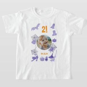 Lila Halloween-Sitte mit Foto, Alter und Geburtsta T-Shirt