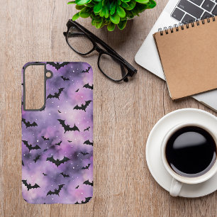Lila Halloween Sky mit Fledermäusen - Niedlich wun Samsung Galaxy Hülle