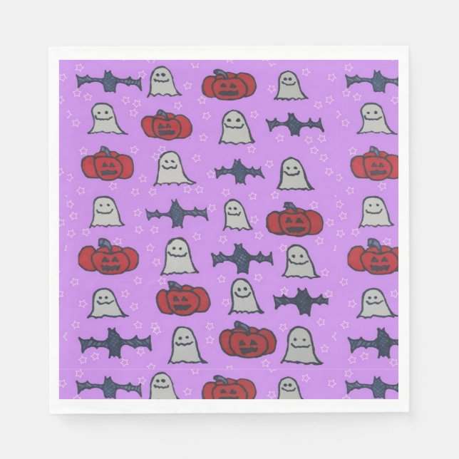 Lila Halloween-Spaß Serviette (Vorderseite)