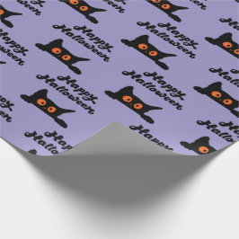 Lila Halloween Wrapping Paper mit Schwarzen Katzen Geschenkpapier