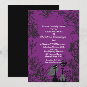 Lila Hallowing Cats Wedding Invitation 2 Einladung