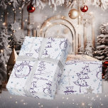 Lila Hand Drawn Christmas Snowman Geschenkpapier<br><div class="desc">Die Winterfarben lila und hellblau werden bei diesem Schneemann nahtlos verpacktes Papier verwendet. Handgezeichnete Abbildung eines niedlichen Schneemanns mit Oberhut,  Schal und Karottennase. Er steht auf einem Schneehügel in der Nähe eines Weihnachtsbaumes mit einem Stern. "Frohe Weihnachten!" ist inbegriffen.</div>