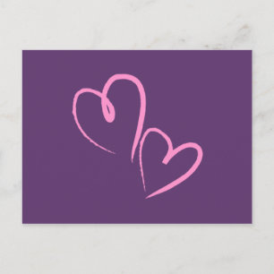 Lila Hand gezogen Herz Postkarte
