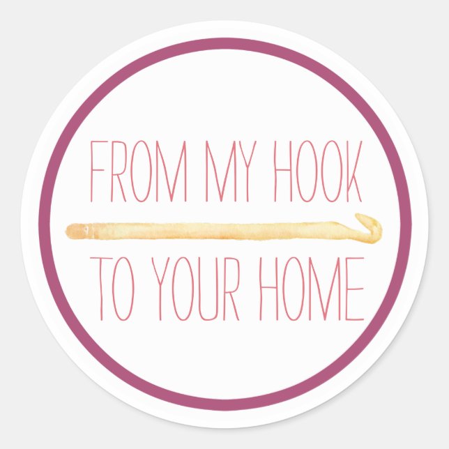 Lila handgefertigte Crochet Runder Aufkleber (Vorderseite)