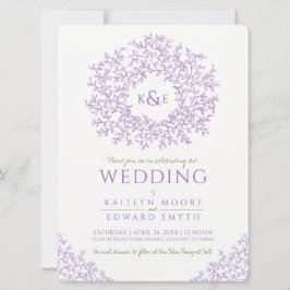 Lila handgezeichnete Mono-Kunsthochzeit Einladung