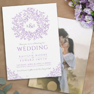 Lila handgezeichnete Mono-Kunsthochzeit Einladung