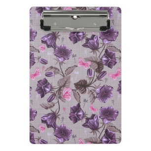 lila Handglocken und rosa Schmetterlinge Muster Mini Klemmbrett