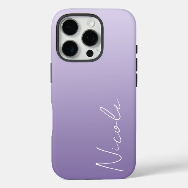 Lila Handschriftzeichen Personalisiert Case-Mate iPhone Hülle (Rückseite)