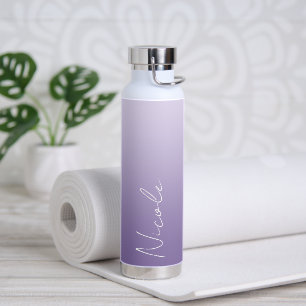 Lila Handschriftzeichen Personalisiert Trinkflasche