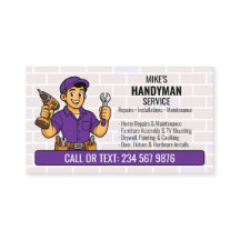 Lila Handwerker Cartoon Mann Werkzeug QR Heimrepar