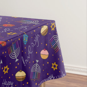 Lila Hanukkah Tischdecke
